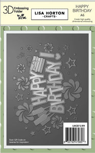 Happy Birthday A6 3D Embossing Folder LHCEF199 Lisa Horton