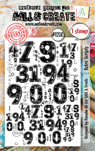 Retro Scripts A7 Clear Stamp #1230 AALL and Create