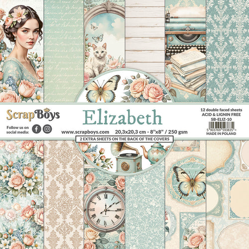 Elizabeth 8x8” Paper Pad SB-ELIZ-10 Scrapboys