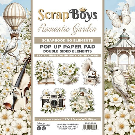 Romantic Garden 6x6” Pop Up Fussy Cutting Pad SB-ROGA-11 Scrapboys