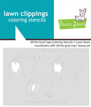 Load image into Gallery viewer, All The Grad Caps Colouring Stencils Lawn Fawn LF4081