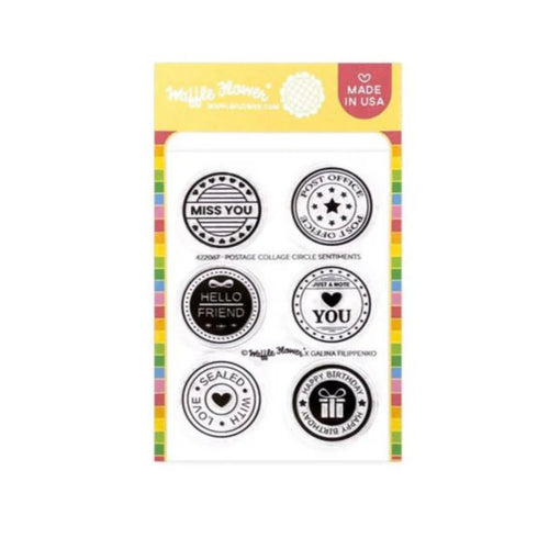 Postage Collage Circle Sentiments Stamp Set Waffle Flower 422067