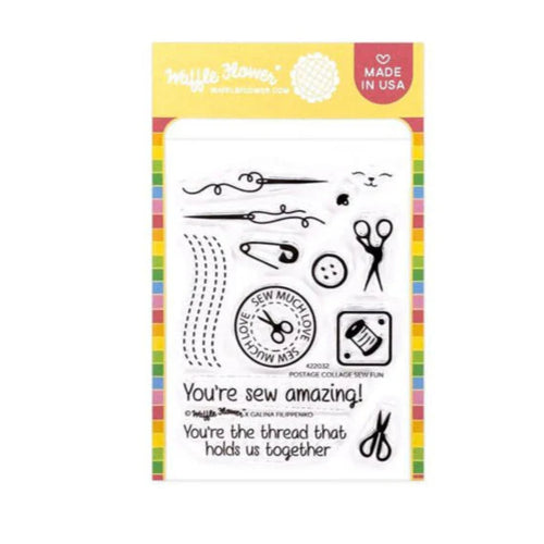 Postage Collage Sew Fun Stamp Set Waffle Flower 422032