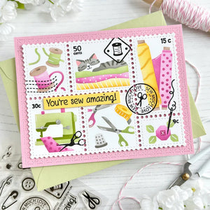 Postage Collage Sew Fun Stencil Waffle Flower 422031