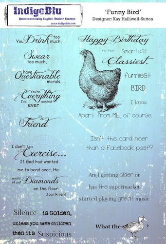 Funny Bird Red Rubber Stamp Greetings IND0156PC IndigoBlu