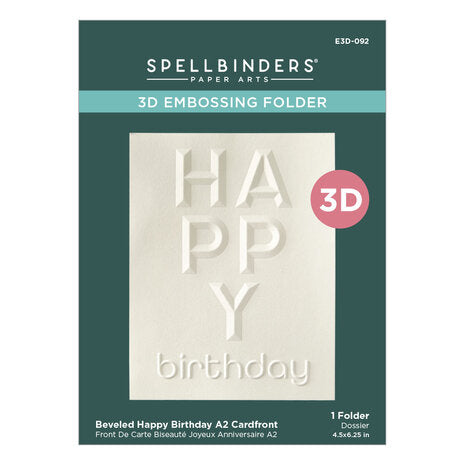 Beveled Happy Birthday A2 Cardfront 3D Embossing Folder E3D-092