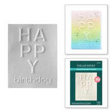 Load image into Gallery viewer, Beveled Happy Birthday A2 Cardfront 3D Embossing Folder E3D-092