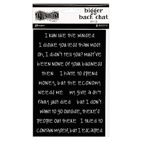 Bigger Back Chat Stickers Black Set 3 Dylusions DYA81784
