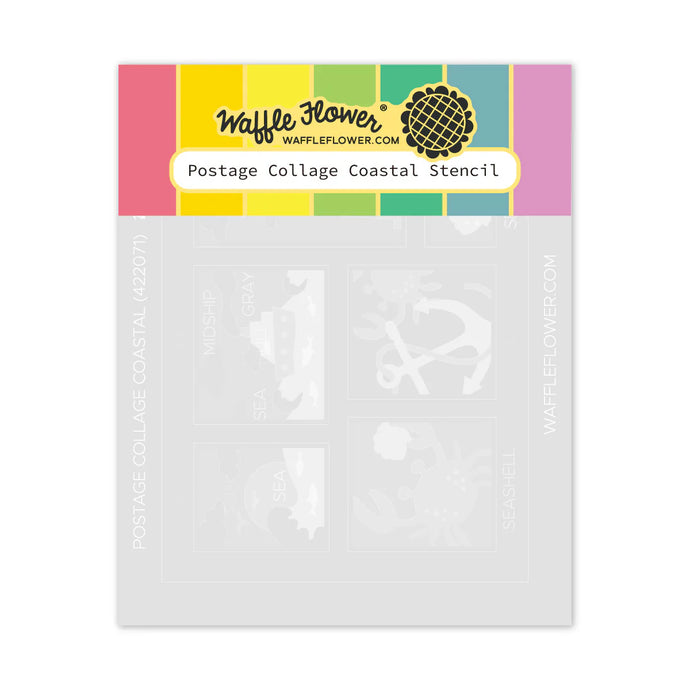 Coastal Postage Collage Stencil Waffle Flower 422071