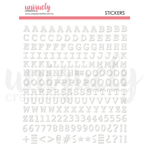 Puffy White Uppercase Alpha Stickers -  UCE2036