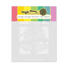 Load image into Gallery viewer, Vertical Tree Postage Collage Stencil Waffle Flower 422140
