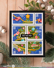 Load image into Gallery viewer, Vertical Tree Postage Collage Stencil Waffle Flower 422140