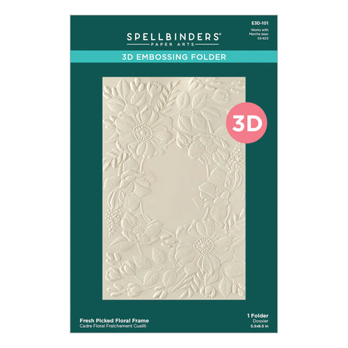 Fresh Picked Floral Frame 3D Embossing Folder Spellbinders E3D-101