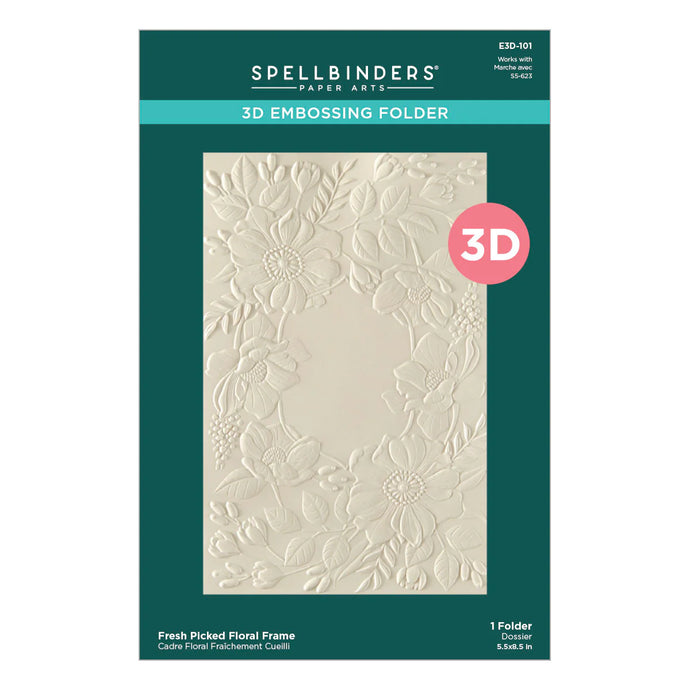 Fresh Picked Floral Frame 3D Embossing Folder Spellbinders E3D-101