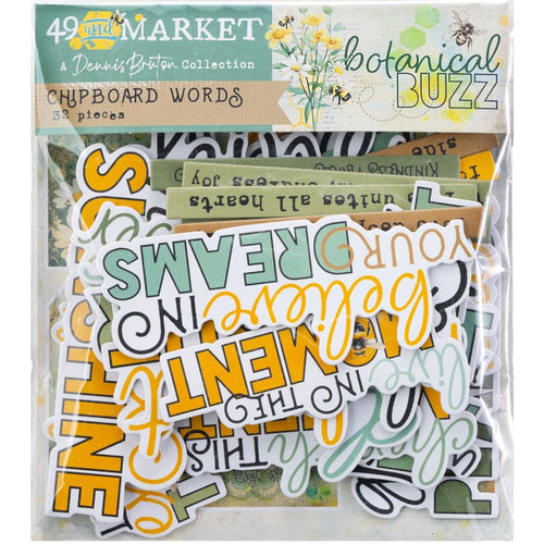 Botanical Buzz Chipboard Words 49 & Market DBB-32413