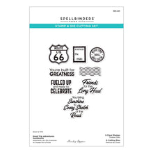 Load image into Gallery viewer, Road Trip Adventures Sentiments Stamp &amp; Die Cutting Set Spellbinders SDS-229