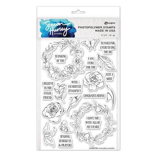 Everyday Wreaths 6x9” Clear Stamp Set HUR87984 Simon Hurley