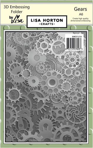 Gears A6 3D Embossing Folder Lisa Horton LHCEF151
