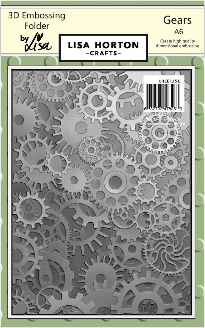 Gears A6 3D Embossing Folder Lisa Horton LHCEF151
