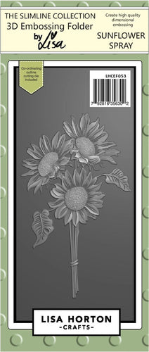 Sunflower Spray Slimline 3D Embossing Folder & Die Lisa Horton LHCEF053
