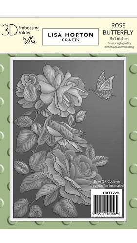 Rose Butterfly 5x7 Embossing Folder Lisa Horton LHCEF228