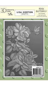 Rose Butterfly 5x7 Embossing Folder Lisa Horton LHCEF228