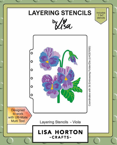 Viola 5x7 Layering Stencils Lisa Horton LHCAS064