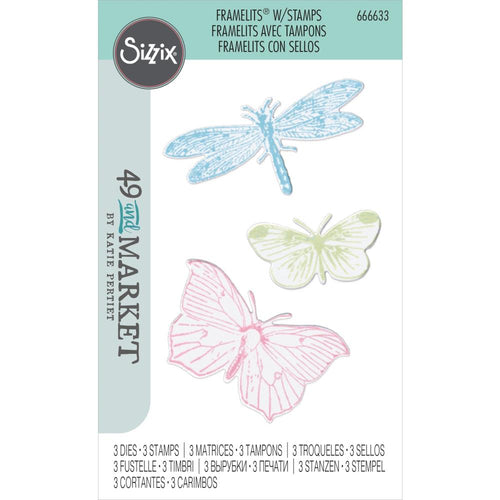 Sizzix® Framelits® Die Set 3PK w/3PK Stamps - Engraved Wings by 49 and Market 666633