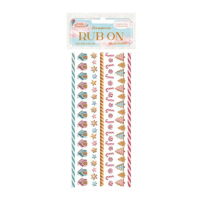 Candy Christmas Stripes Rub Ons Stamperia DFLRB177