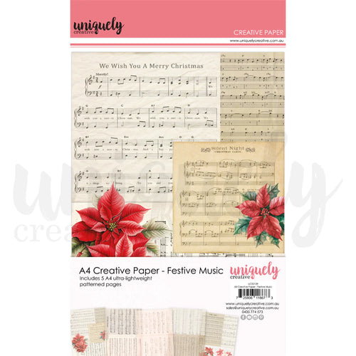 A4 Creative Paper - Festive Music Uniquely Creative UCE2129
