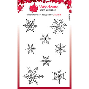 Paintable Baubles Snowflakes 4x6” Clear Stamp Woodware JGS874