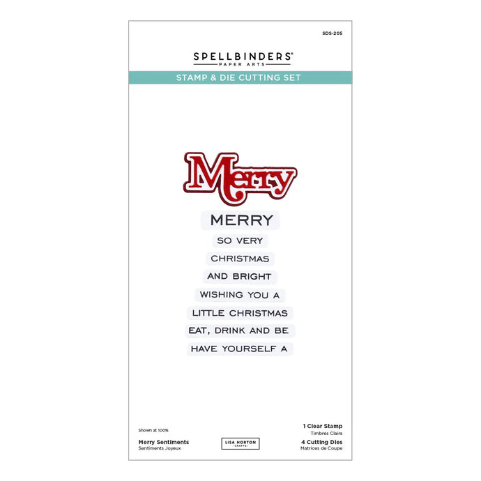 Merry Sentiments Stamp & Die Cutting Set Spellbinders SDS-205