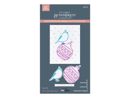 Merry, Merry, Merry Bird BetterPress Plate Spellbinders BPR-035