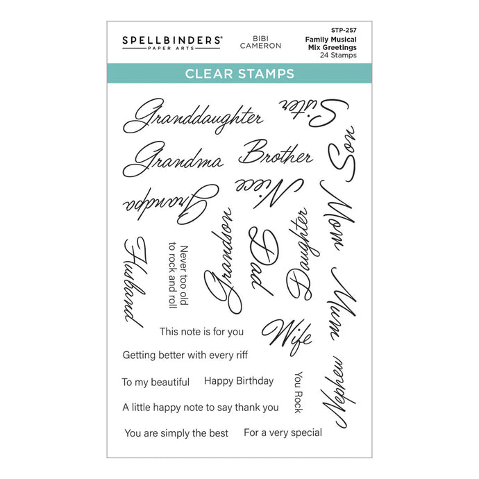 Family Musical Mix Greetings Clear Stamps Spellbinders STP-257