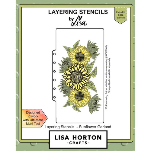 Sunflower Garland Layering Stencils Lisa Horton LHCAS031