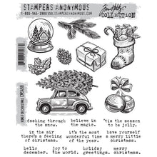 Load image into Gallery viewer, Home For Christmas Red Rubber Stamp Set Tim Holtz CMS498