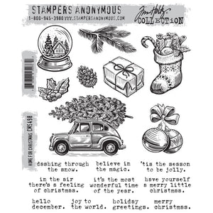 Home For Christmas Red Rubber Stamp Set Tim Holtz CMS498