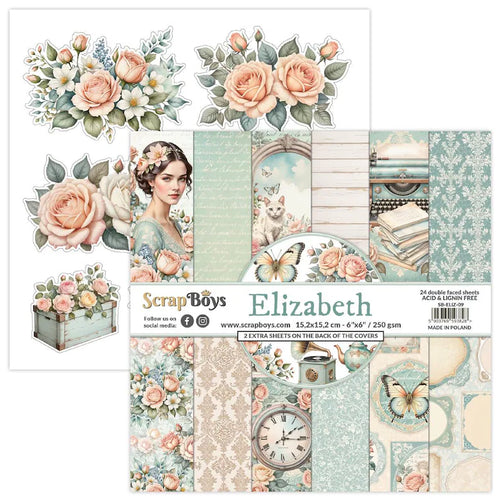 Elizabeth 6x6” Paper Pad SB-ELIZ-09 Scrapboys