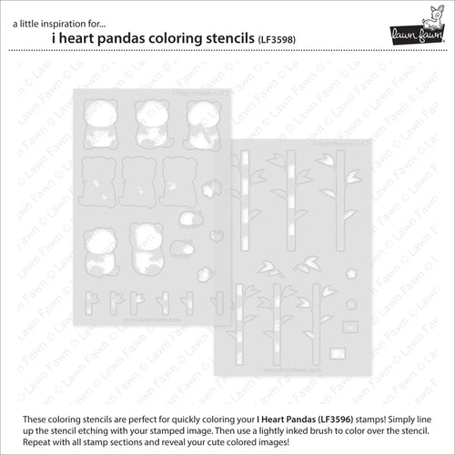 I Heart Pandas Colouring Stencils Lawn Fawn LF3598