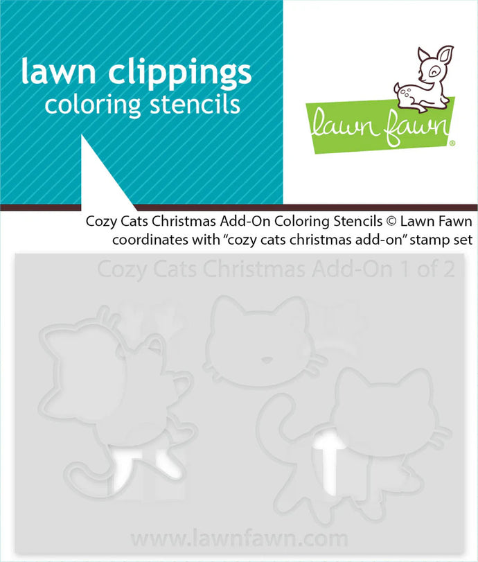 Cozy Cats Christmas Add On Colouring Stencils Lawn Fawn LF3901