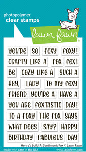 More Due Soon Henry’s Build a Sentiment Fox Stamps Lawn Fawn LF3910