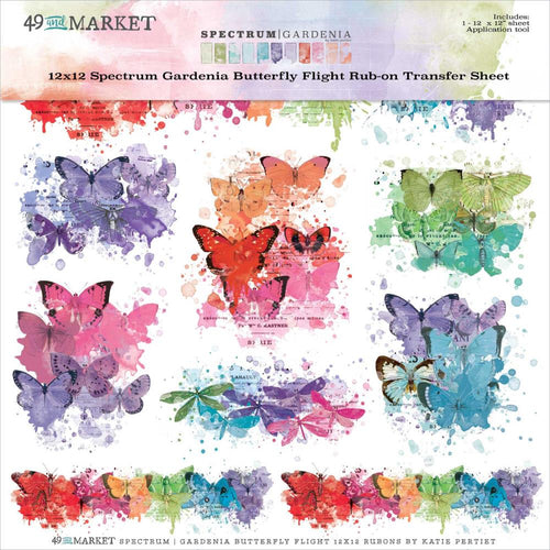 Gardenia - Butterfly Flight Rub On Transfer Sheet 49 & Market