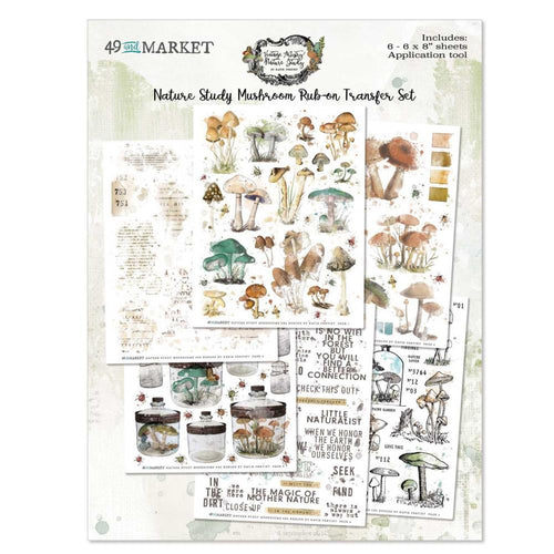 Nature Study Mushroom Rub On Transfer Set 49 and Market