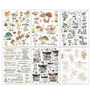 Nature Study - Mushroom Rub On Transfer Set 49 and Market