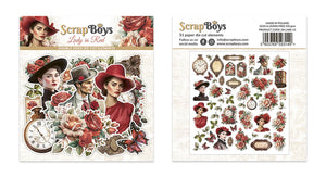 Lady in Red Die Cut Ephemera Scrap Boys