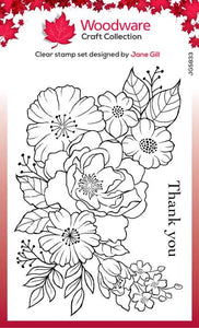 Floral Thank You Clear Stamp JGS833 by Jane Gill