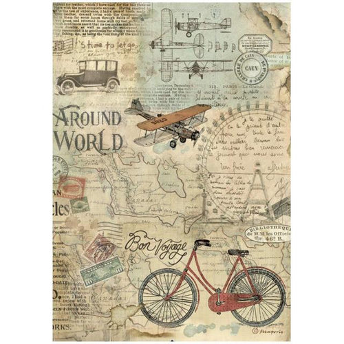 Around The World Bicycle A4 Tissue Paper Stamperia