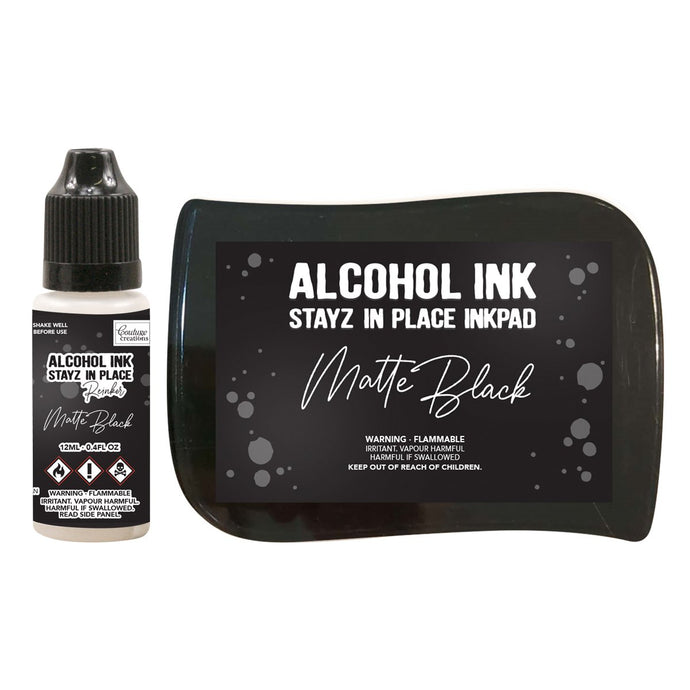 Stayz in Place Alcohol Ink Pad with 12ml reinker - Jet Black