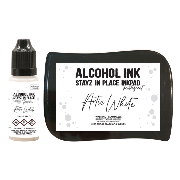 Stayz in Place Alcohol Ink Pad with 12ml reinker - Artic White Pearlescent