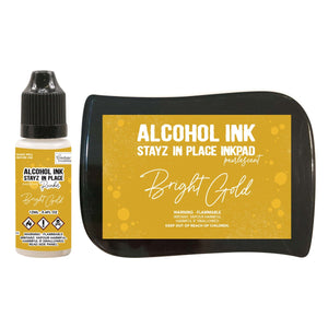 Stayz in Place Alcohol Ink Pad with 12ml reinker - Bright Gold Pearlescent